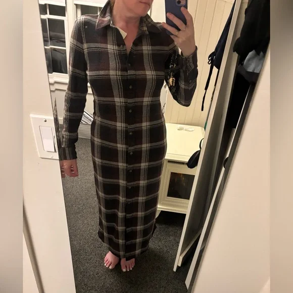 NWT Faherty Long Sleeve Legend Plaid Sweater Dress - MEDIUM - Picture 2 of 12